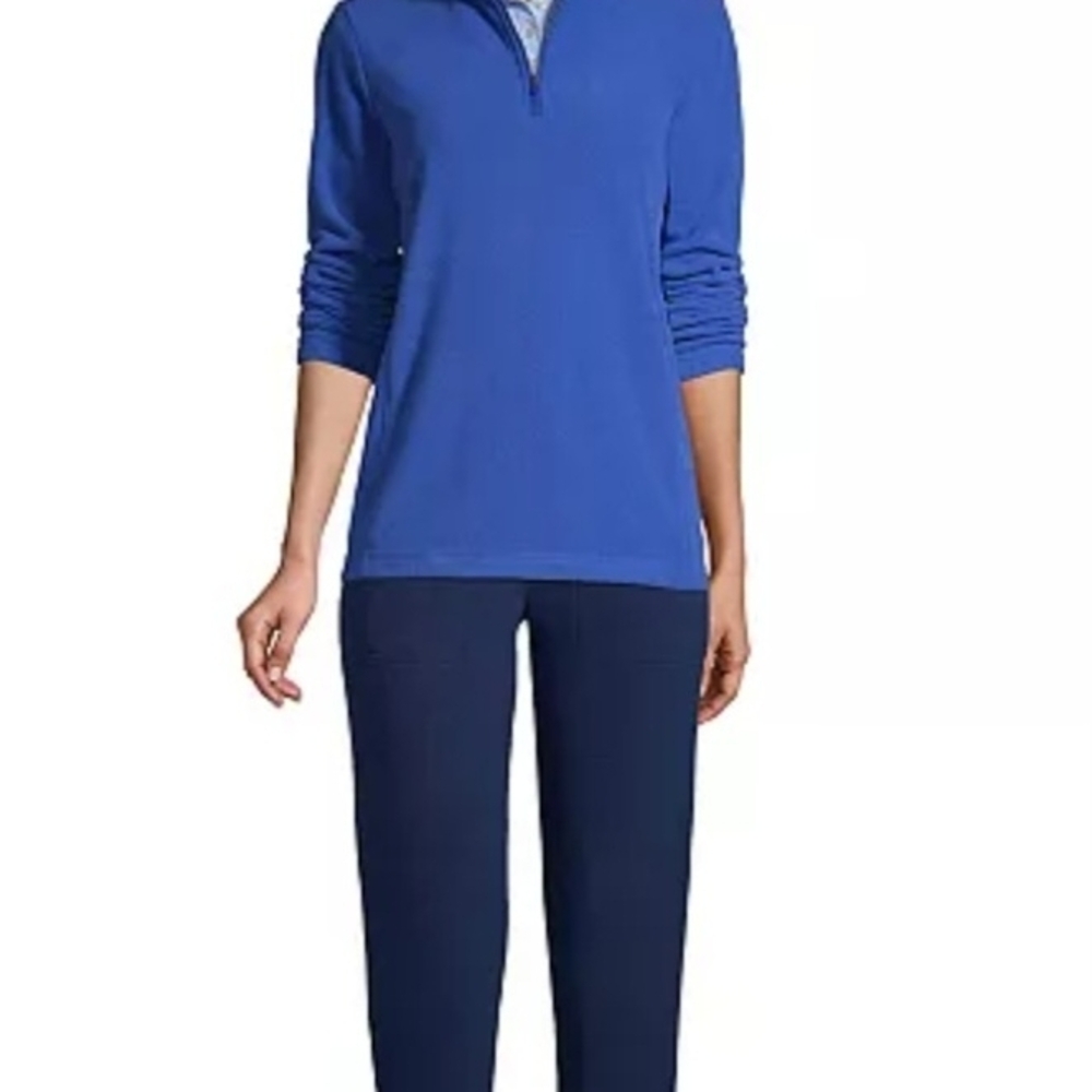 Lands' End Women's Lg ‎ Blue Fleece Quarter-Zip